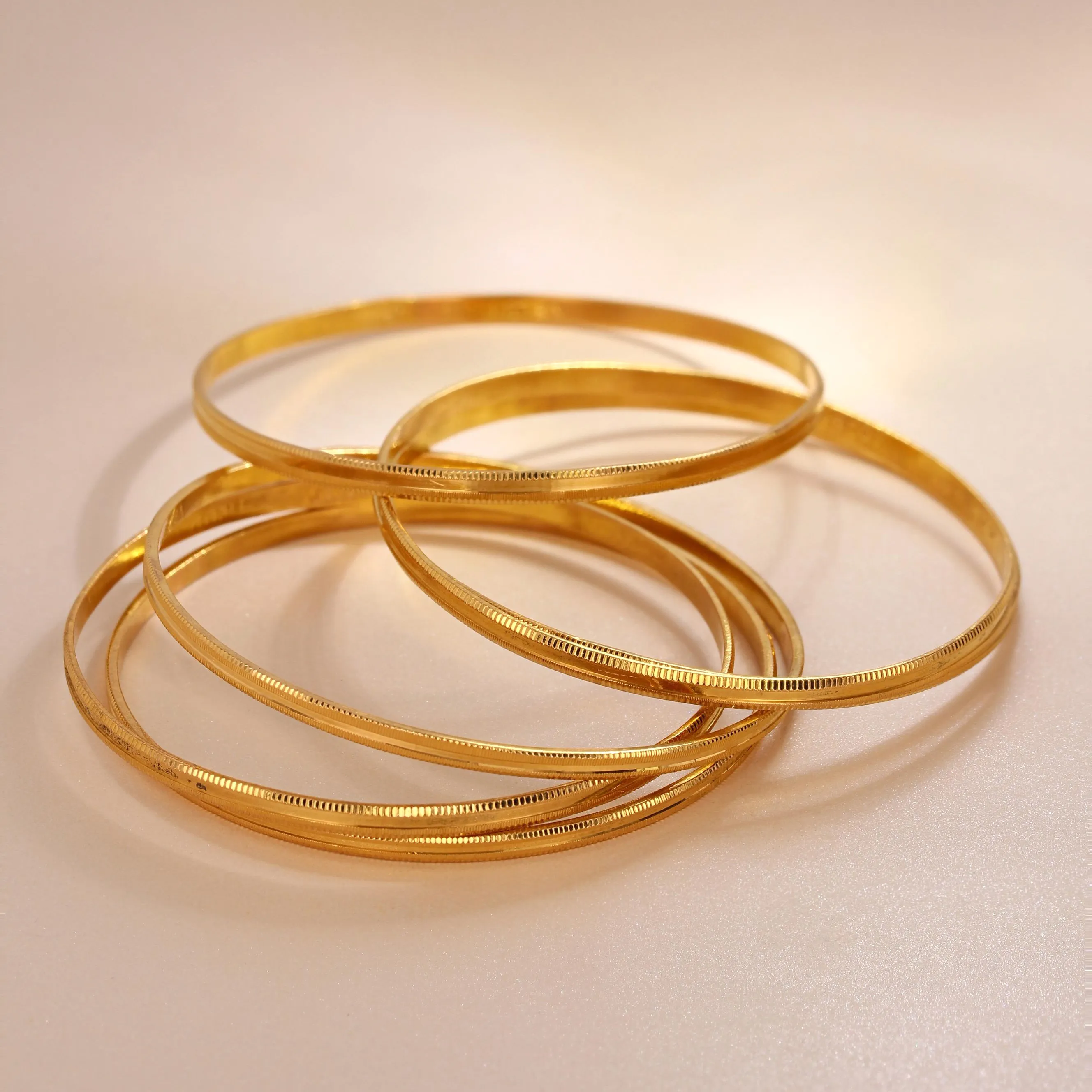 Estate Matching Set of 6 Bangles 22kt Yellow Gold Image 2 La Mine d'Or Moncton, NB