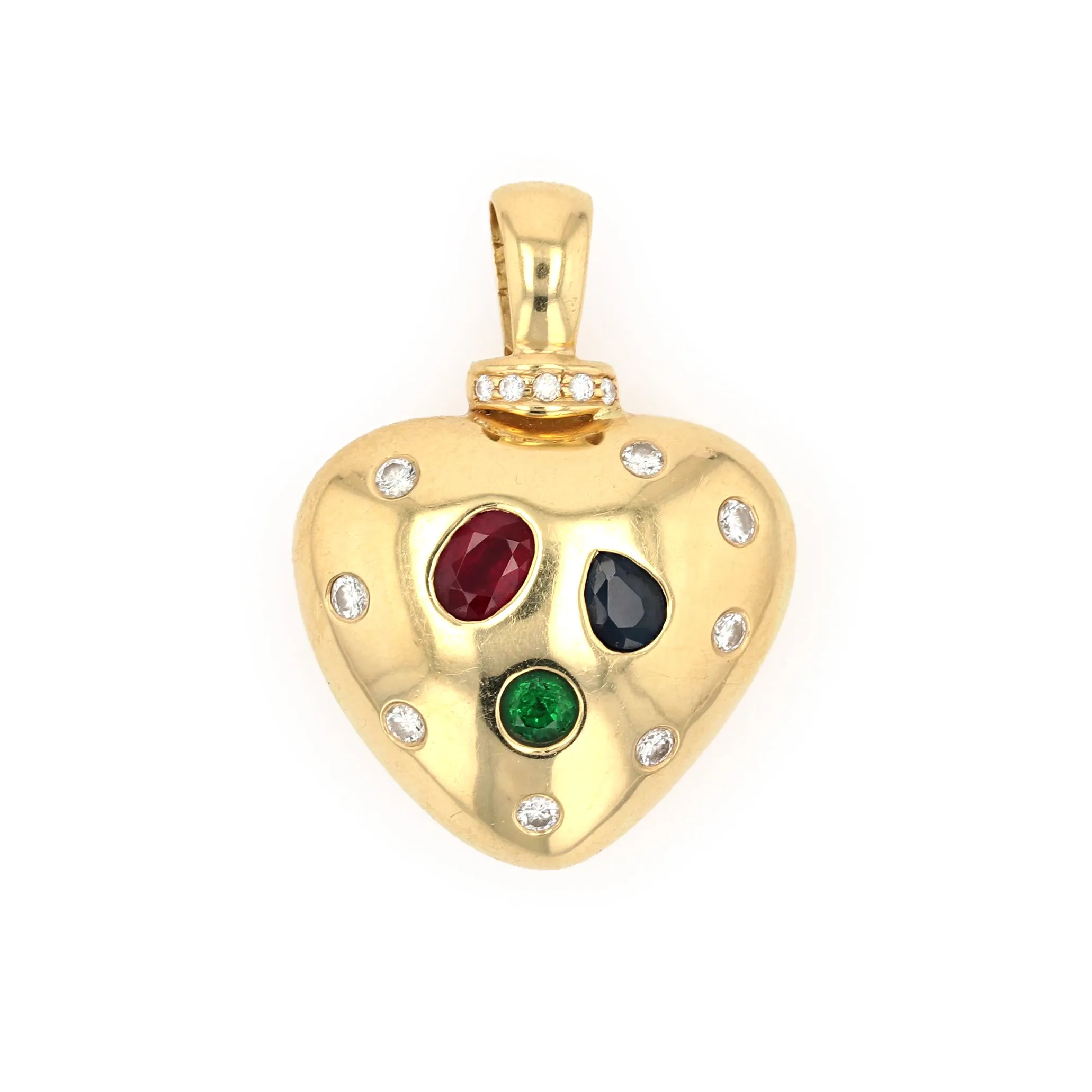 Estate 1.80tw Gemstone & Diamond 18kt Yellow Gold Pendant La Mine d'Or Moncton, NB