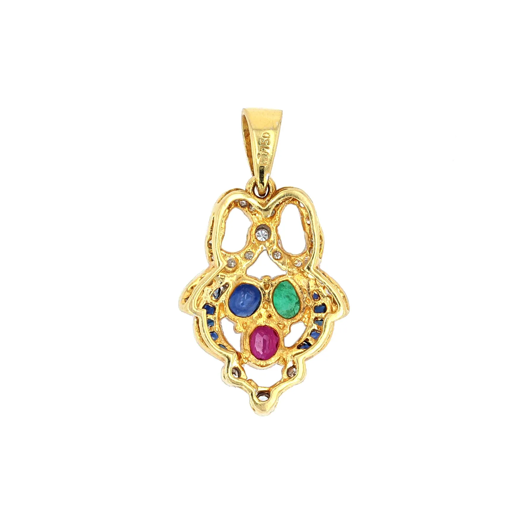 0.95tw Estate Gemstone & Diamond 18kt Yellow & White Gold Pendant Image 2 La Mine d'Or Moncton, NB