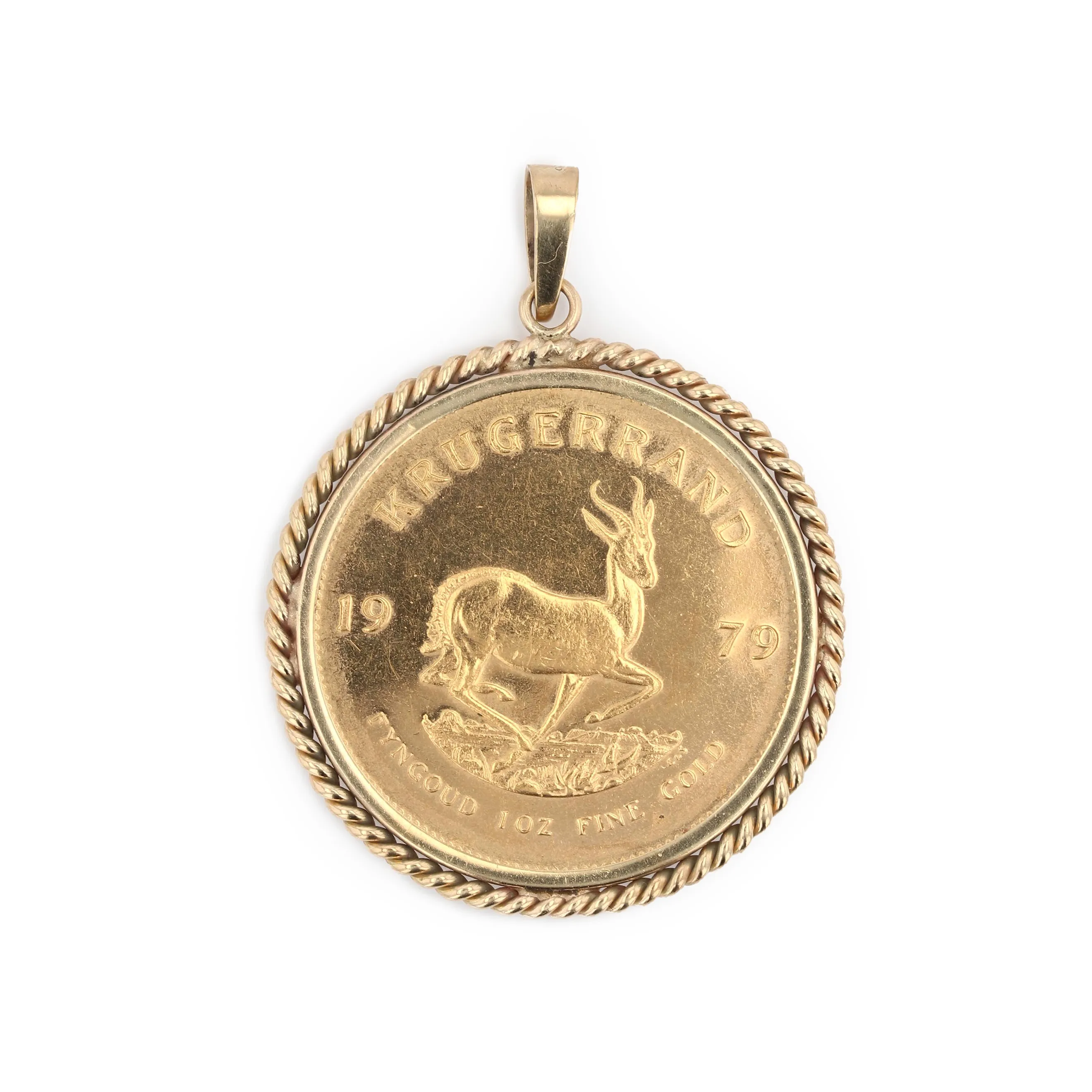 Estate One Ounce Fine Gold Krugerrand Coin Pendant 1979 Image 2 La Mine d'Or Moncton, NB