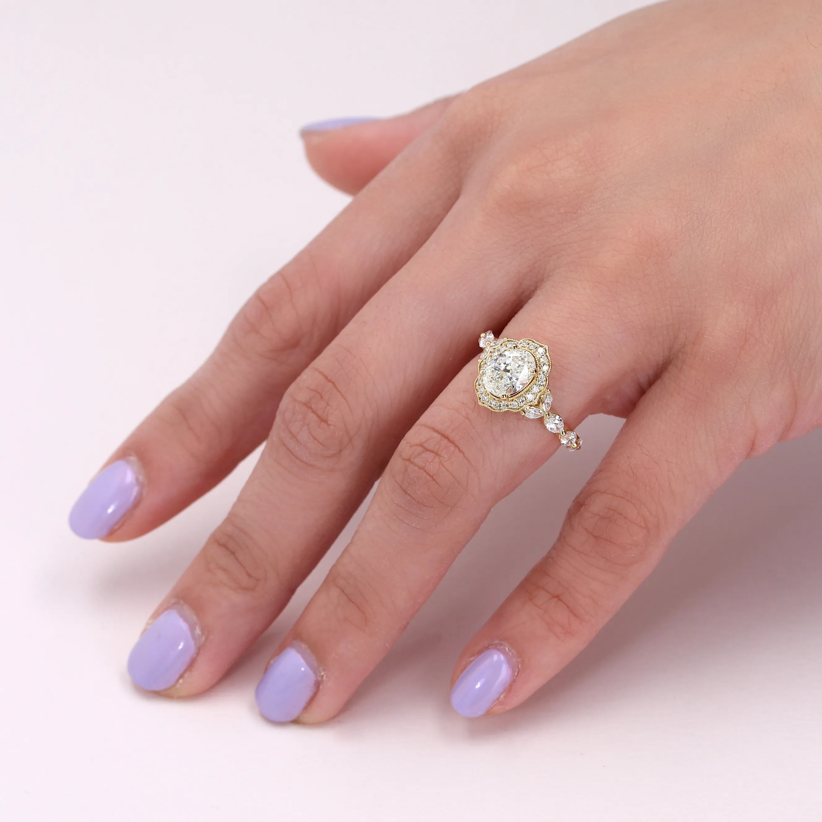 2.10tw Florence Oval Diamond Halo Engagement Ring Image 4 La Mine d'Or Moncton, NB