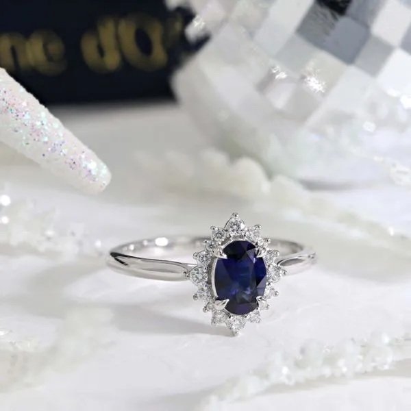 1.08tw Sapphire Diamond Halo Ring Image 3 La Mine d'Or Moncton, NB