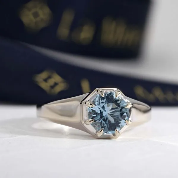 1.20ct Octagon Aquamarine Solitaire Ring 14kt White Gold Image 3 La Mine d'Or Moncton, NB
