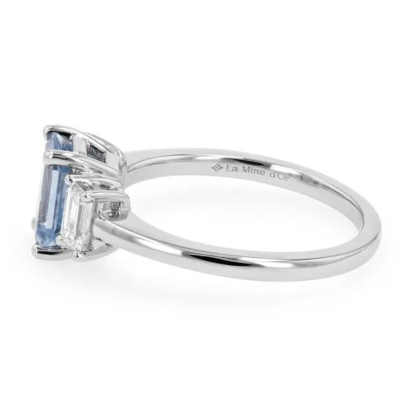 2.00tw Brooklyn Emerald Three Stone Sapphire & Diamond Ring 18kt White Gold Image 2 La Mine d'Or Moncton, NB
