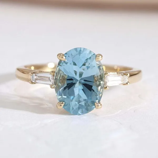 2.03tw Aquamarine and Diamond Trinity Ring Image 3 La Mine d'Or Moncton, NB