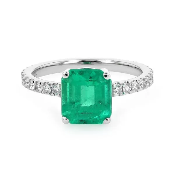 2.70tw Emerald & Diamond Pave Ring 18kt White Gold La Mine d'Or Moncton, NB