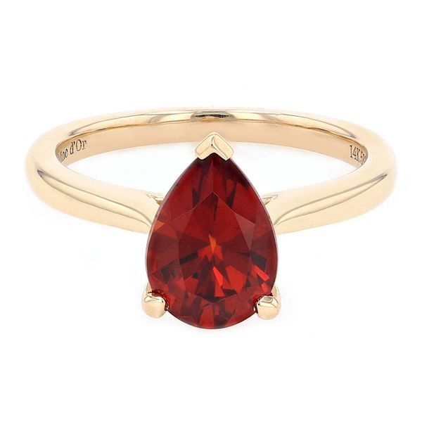 2.47ct Rio Pear Shape Solitaire Red Garnet Ring 14kt Yellow Gold La Mine d'Or Moncton, NB