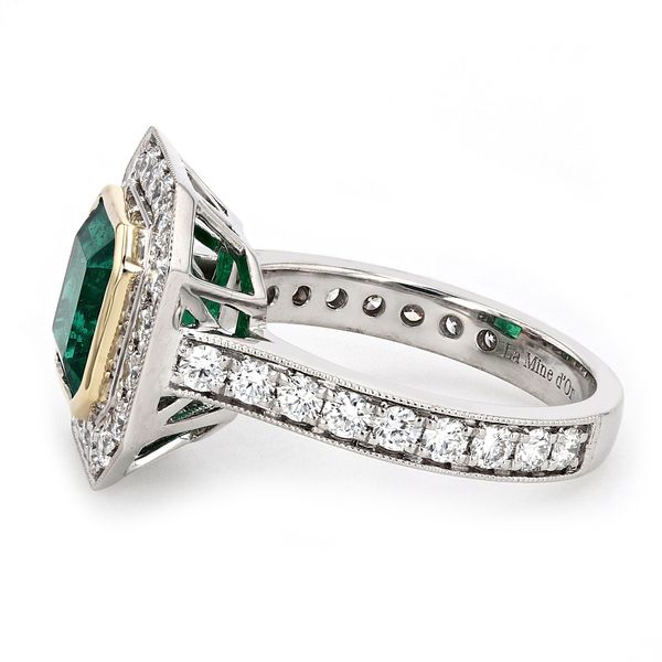 3.78tw Emerald and Diamond Halo Ring in Gold & Palladium Image 2 La Mine d'Or Moncton, NB