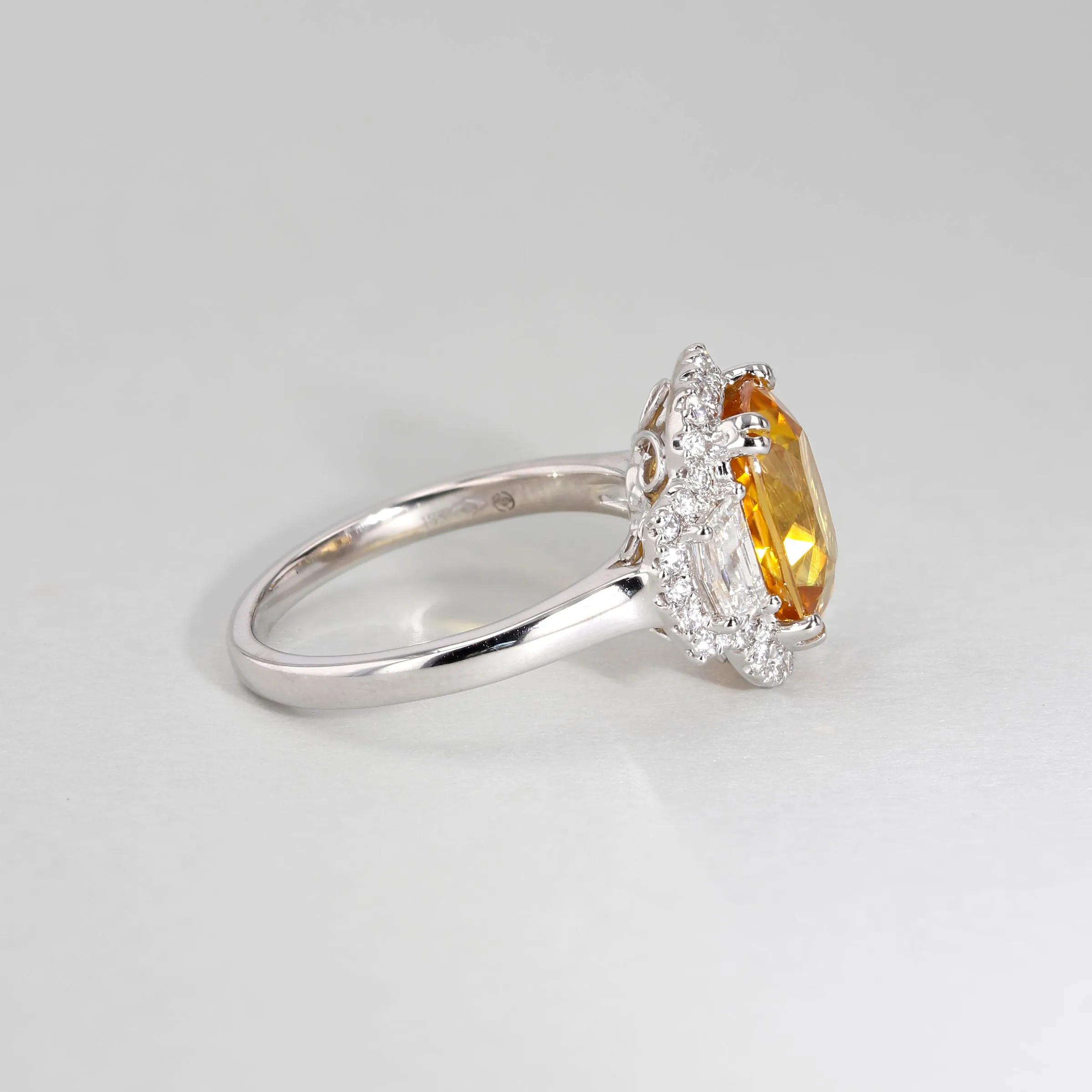 5.50ct Golden Yellow Zircon and Diamond Halo Ring Image 5 La Mine d'Or Moncton, NB