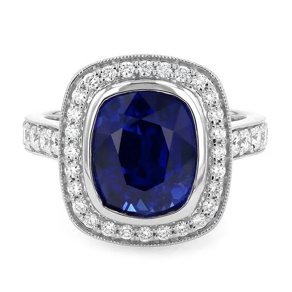 6.32tw Cushion Sapphire Diamond Halo Ring La Mine d'Or Moncton, NB