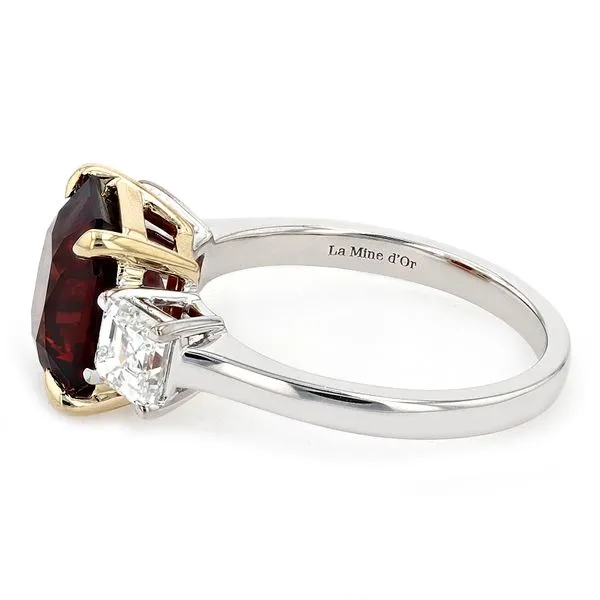 5.25tw Red Spinel and Diamond Trinity Ring 18kt White Palladium & Yello Gold Image 2 La Mine d'Or Moncton, NB