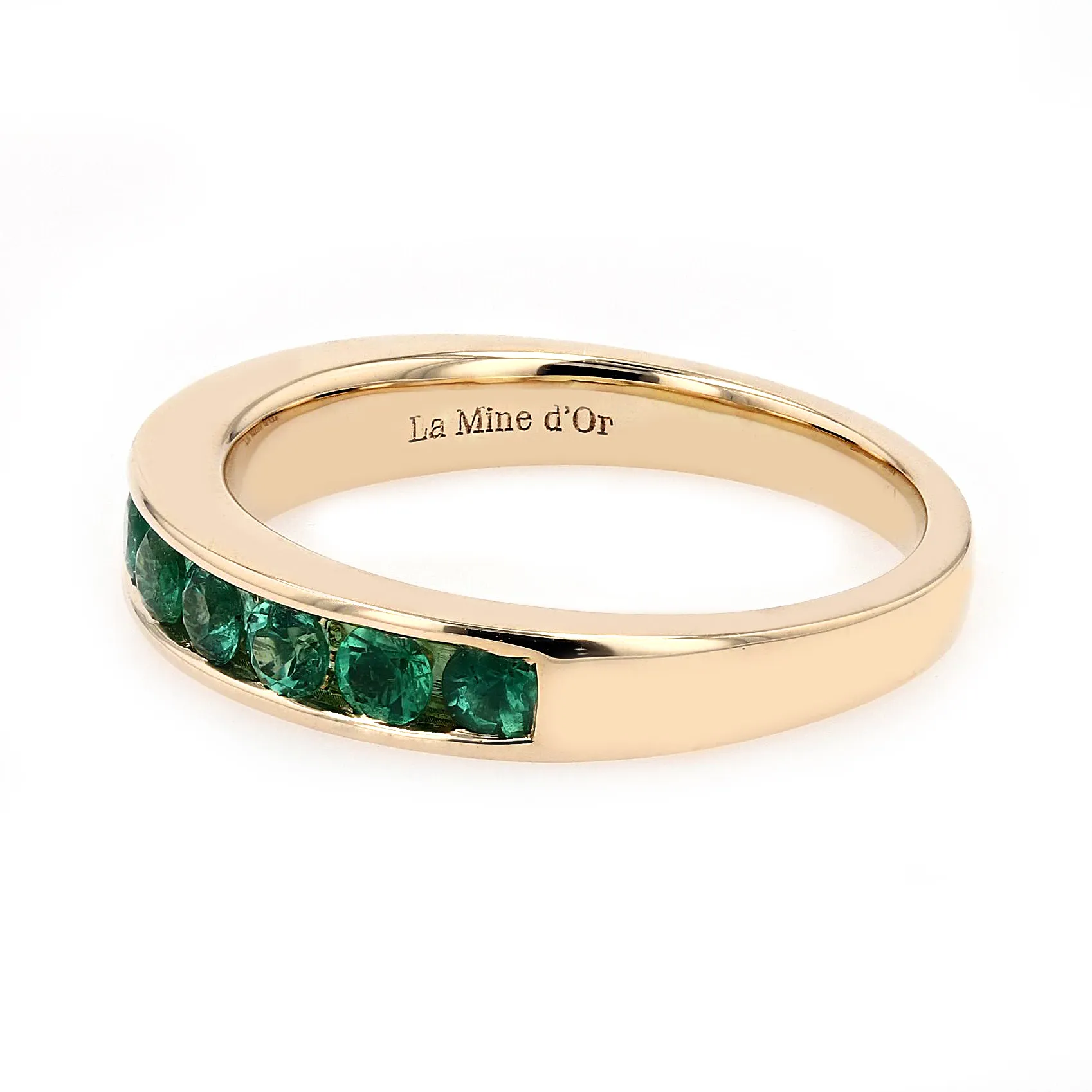 0.60tw Channel Set Emerald Band 14kt Yellow Gold Image 2 La Mine d'Or Moncton, NB