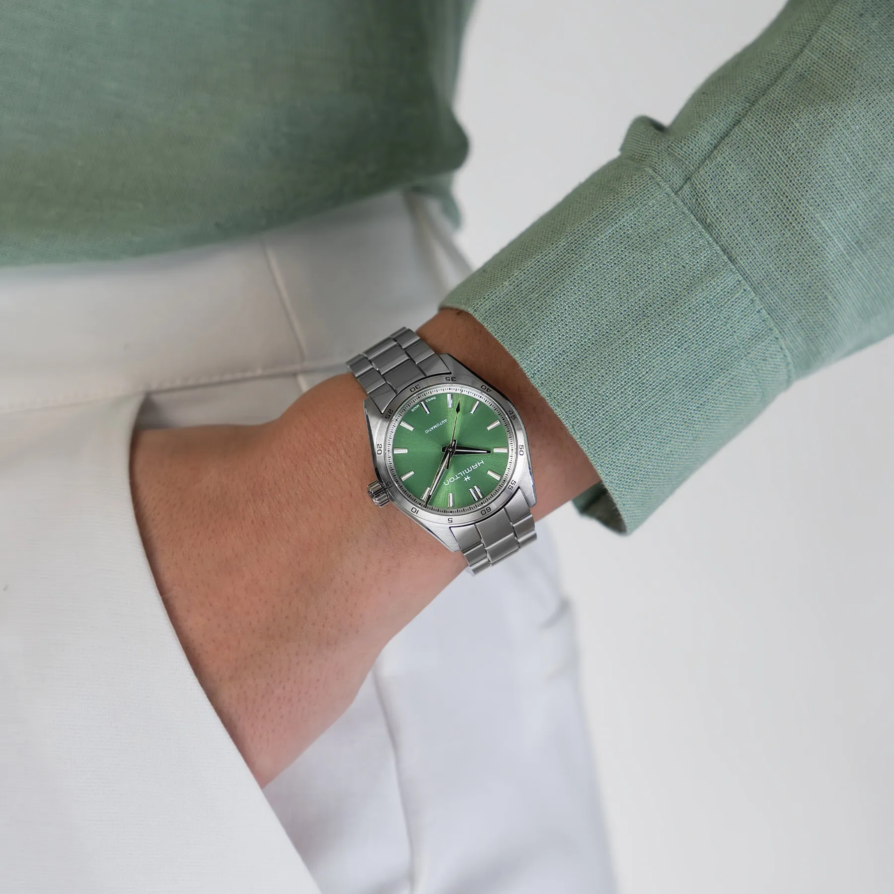 Hamilton Jazzmaster Performer Automatic Watch Green Dial 34mm Image 5 La Mine d'Or Moncton, NB