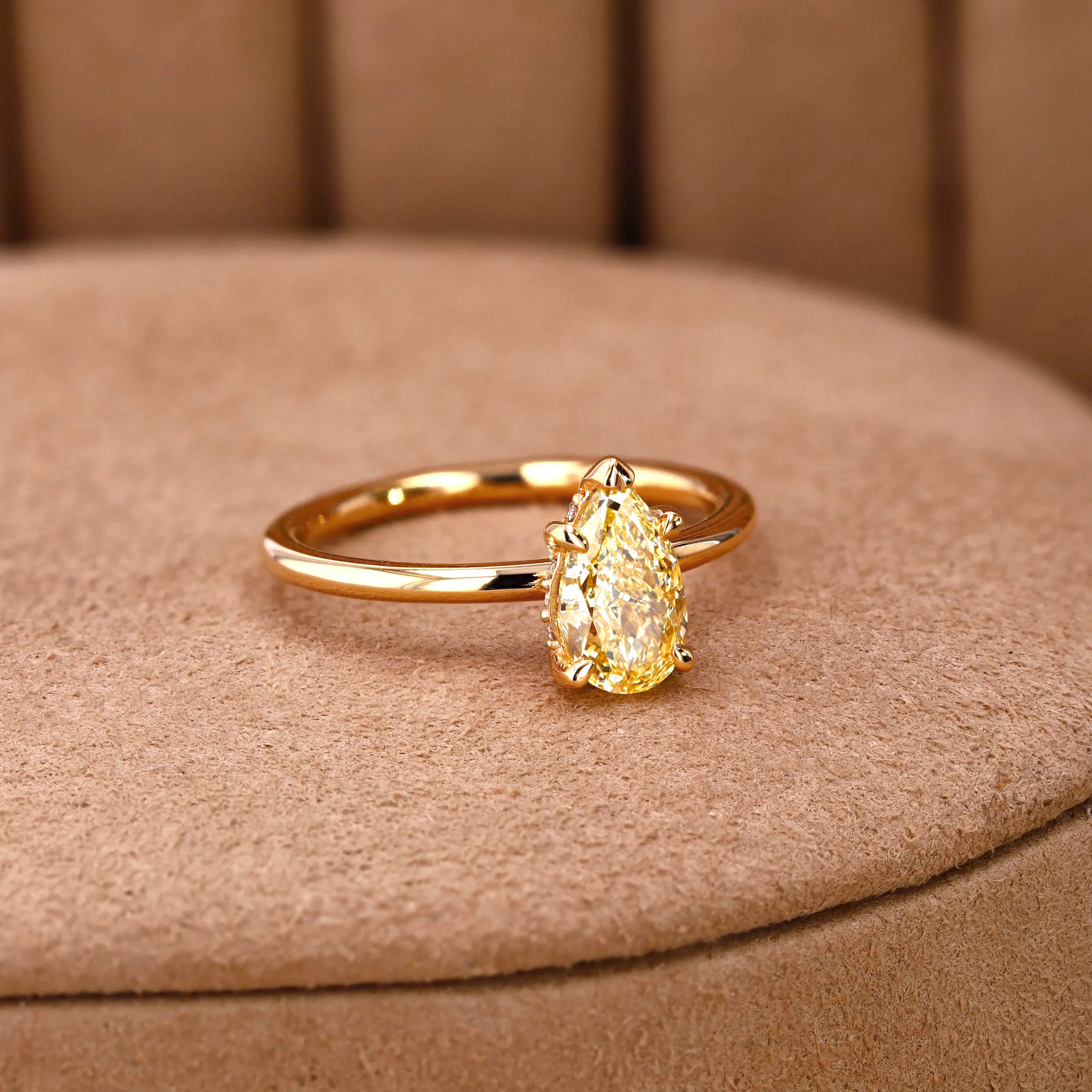 1.25tw Havana Pear Fancy Yellow Diamond Hidden Halo Engagement Ring Image 3 La Mine d'Or Moncton, NB
