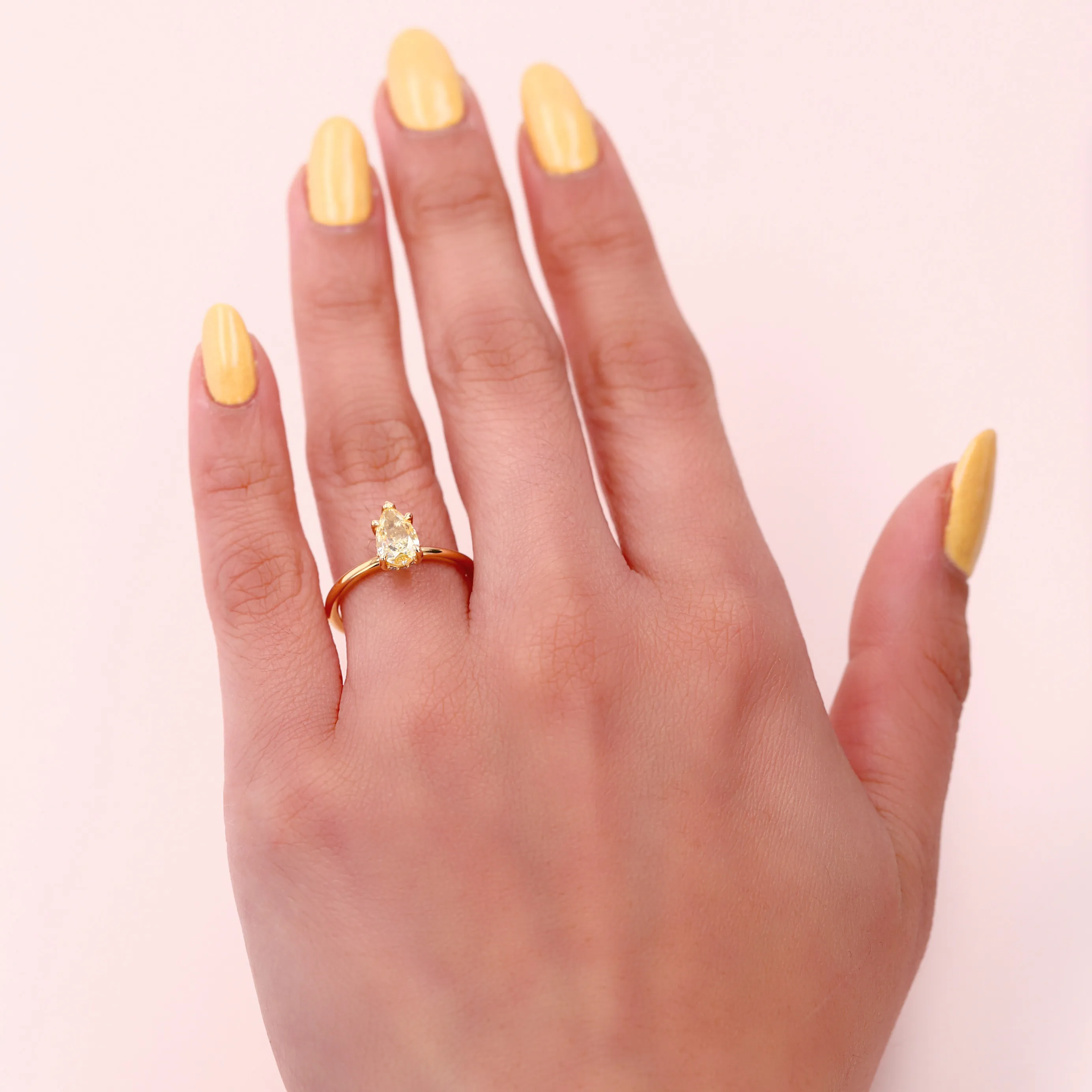 1.25tw Havana Pear Fancy Yellow Diamond Hidden Halo Engagement Ring Image 4 La Mine d'Or Moncton, NB