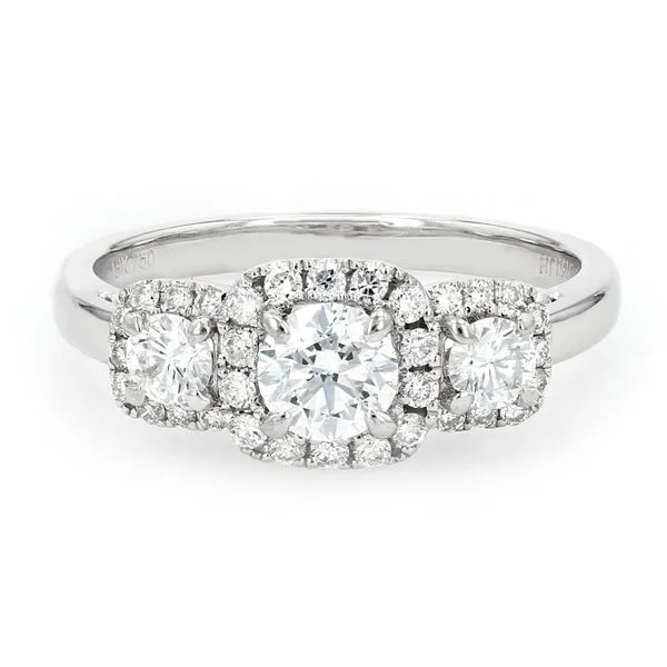 1.00tw De Beers Forevermark Diamond Halo Trinity Ring La Mine d'Or Moncton, NB