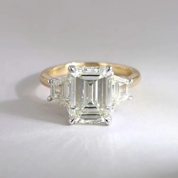 6.15tw Emerald & Trapezoid 3 Stone Diamond Ring Image 5 La Mine d'Or Moncton, NB