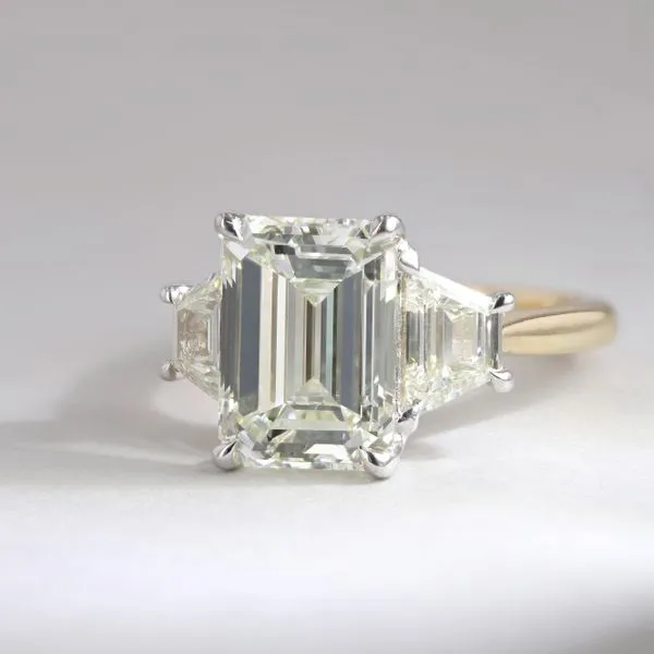 6.15tw Emerald & Trapezoid 3 Stone Diamond Ring Image 3 La Mine d'Or Moncton, NB