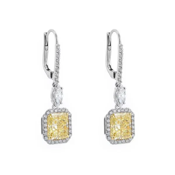 6.25ct La Maison Fancy Yellow Diamond Halo Drop Earrings Image 2 La Mine d'Or Moncton, NB
