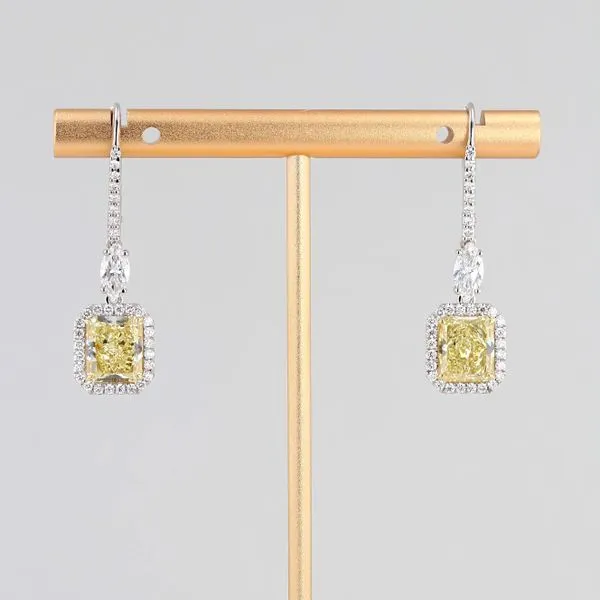 6.25ct La Maison Fancy Yellow Diamond Halo Drop Earrings Image 4 La Mine d'Or Moncton, NB