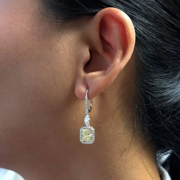 6.25ct La Maison Fancy Yellow Diamond Halo Drop Earrings Image 5 La Mine d'Or Moncton, NB
