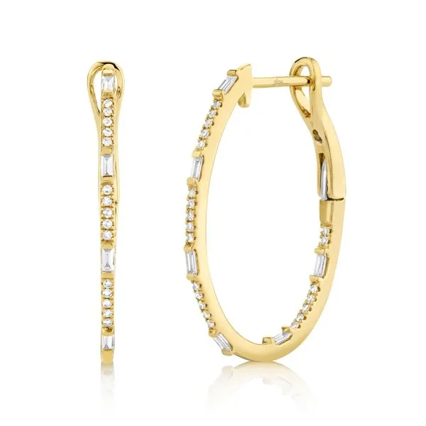0.31tw Diamond Oval Hoop Earrings 14kt Yellow Gold La Mine d'Or Moncton, NB
