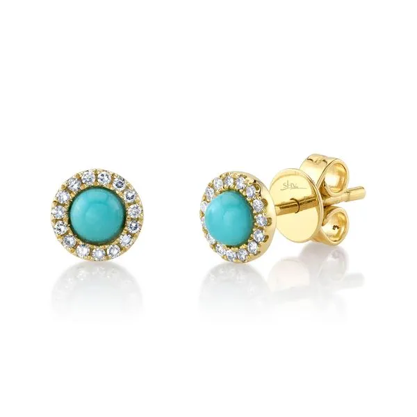 0.35tw Diamond and Turquoise Stud Earrings La Mine d'Or Moncton, NB