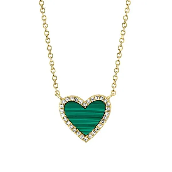 0.90tw Diamond and Malachite Heart Necklace La Mine d'Or Moncton, NB