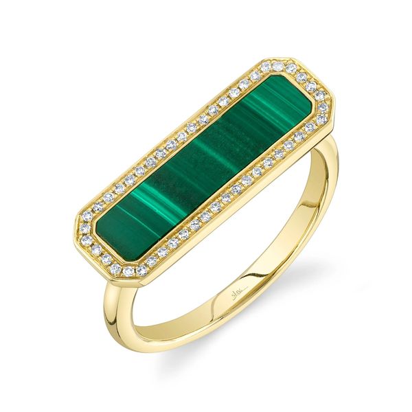 Shy Creation Kate Diamond and Malachite Bar Ring La Mine
