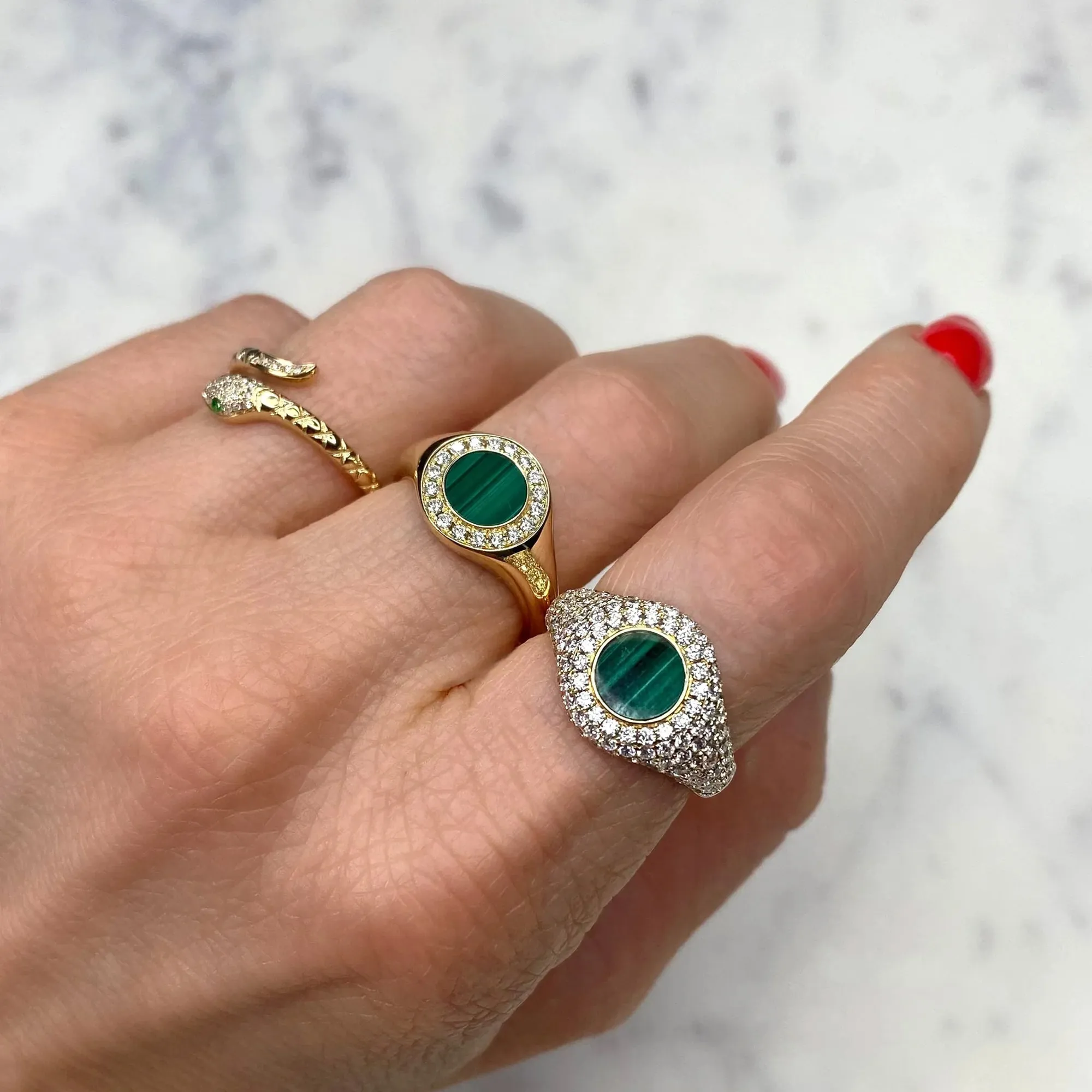 0.95tw Shy Creation Kate Diamond and Malachite Signet Ring Image 2 La Mine d'Or Moncton, NB