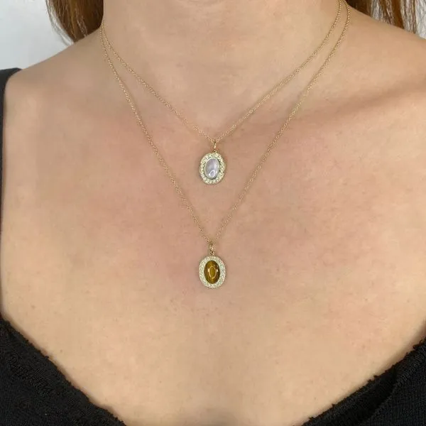 1.70tw Mother of Pearl and Diamond Halo Pendant Image 2 La Mine d'Or Moncton, NB