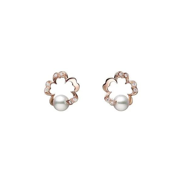 Mikimoto Cherry Blossom Akoya Cultured Pearl Earrings in Ros, La Mine d'Or