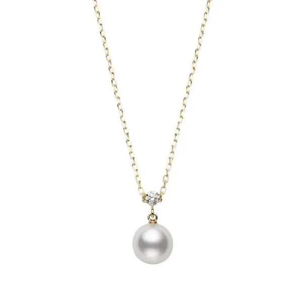 Mikimoto Akoya Cultured Pearl and Diamond Pendant in 18K Yellow Gold La Mine d'Or Moncton, NB