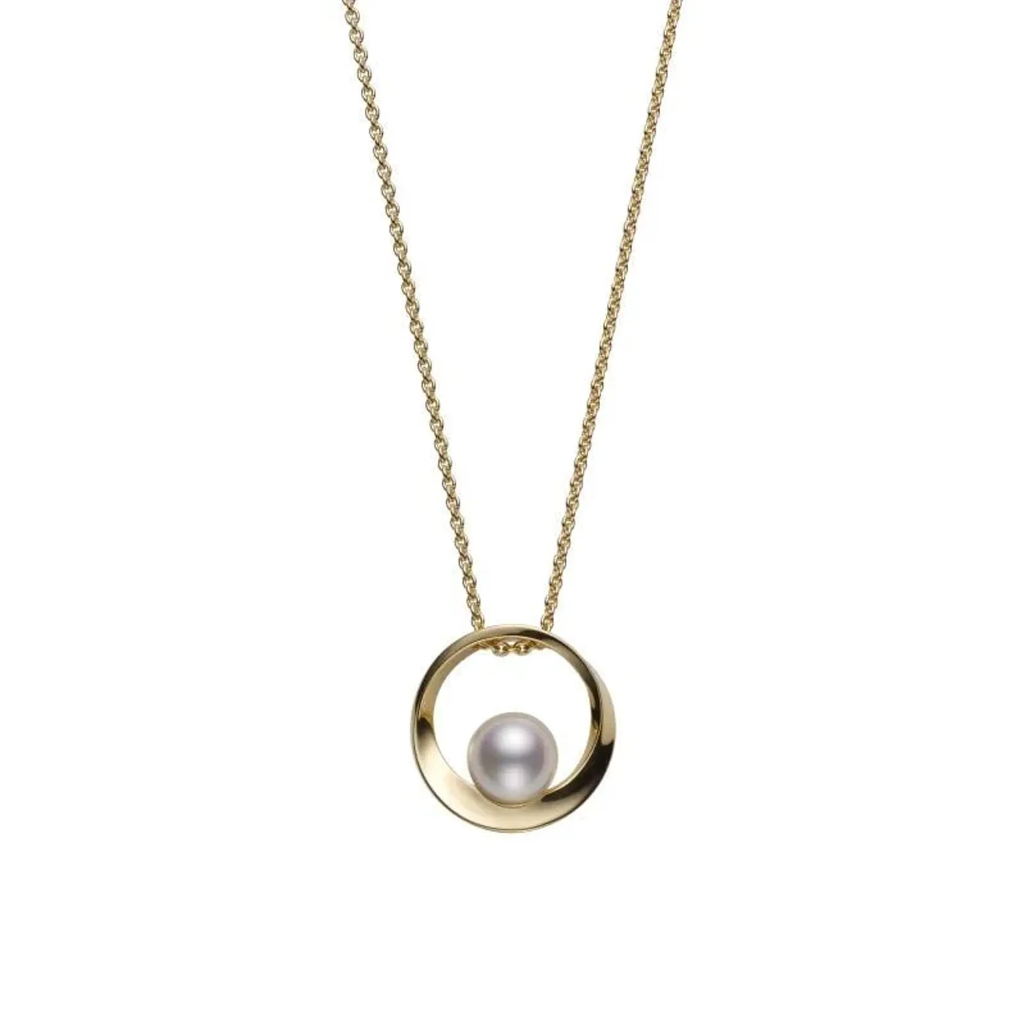 Mikimoto Akoya Cultured Pearl Circle Pendant in 18K Yellow Gold La Mine d'Or Moncton, NB