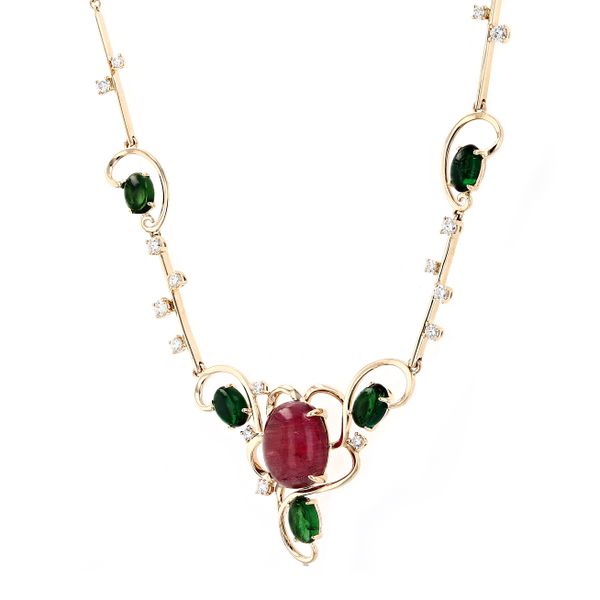 Custom Designed Necklace with Cats Eye and Green Tourmaline Image 2 La Mine d'Or Moncton, NB