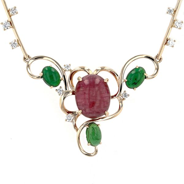 Custom Designed Necklace with Cats Eye and Green Tourmaline Image 3 La Mine d'Or Moncton, NB