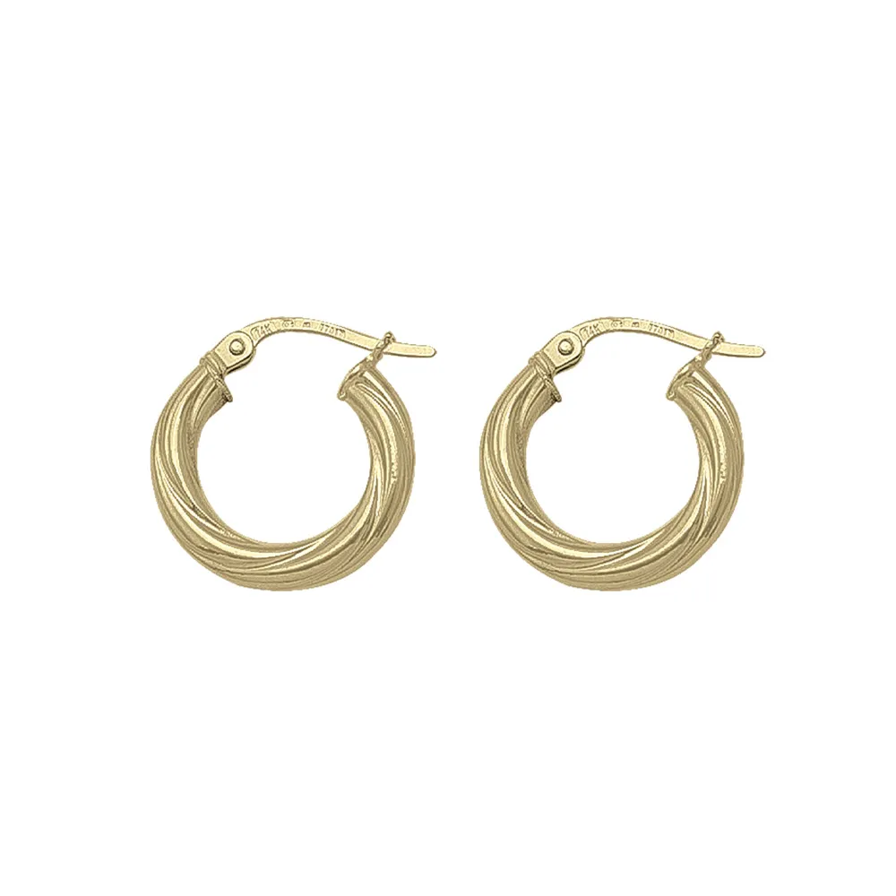 14kt Yellow Gold Twisted Hoop Earrings La Mine d'Or Moncton, NB