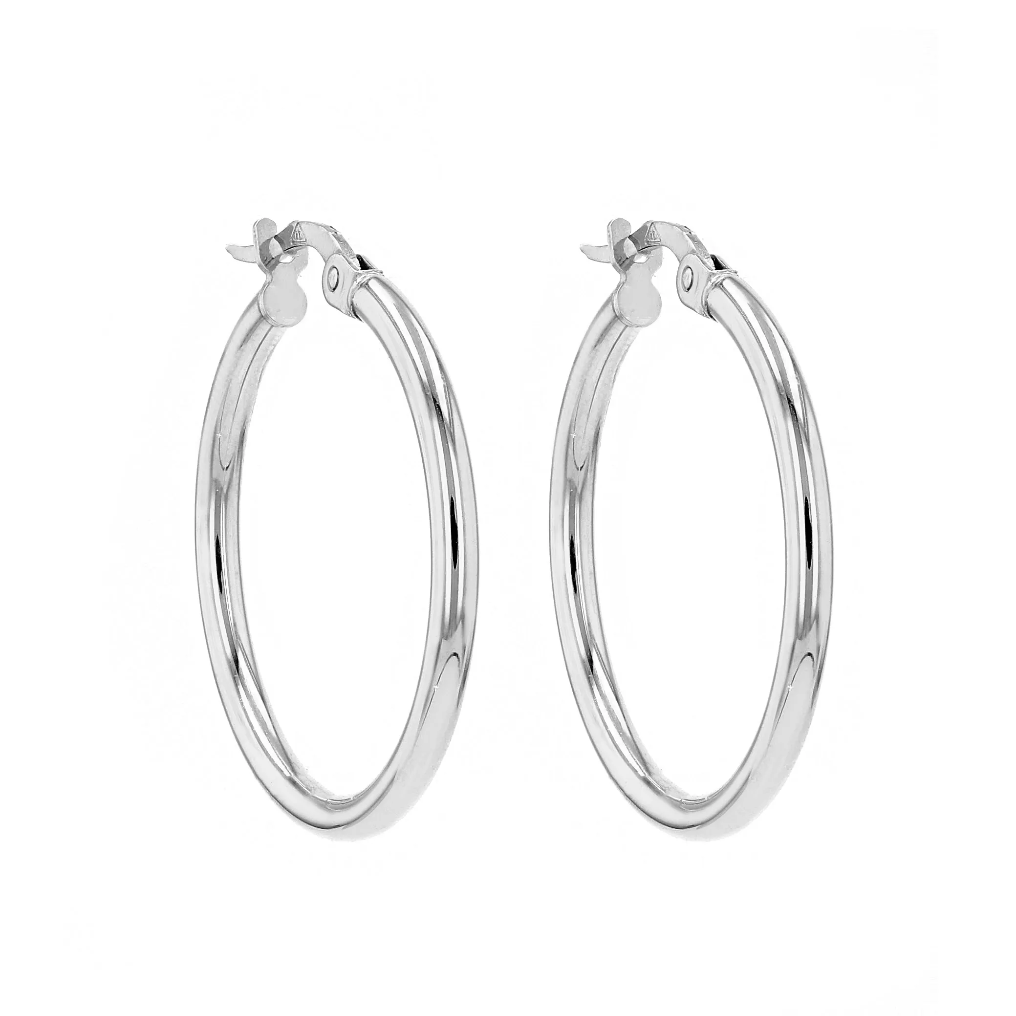 10kt White Gold Medium Thin Hoop Earrings La Mine d'Or Moncton, NB