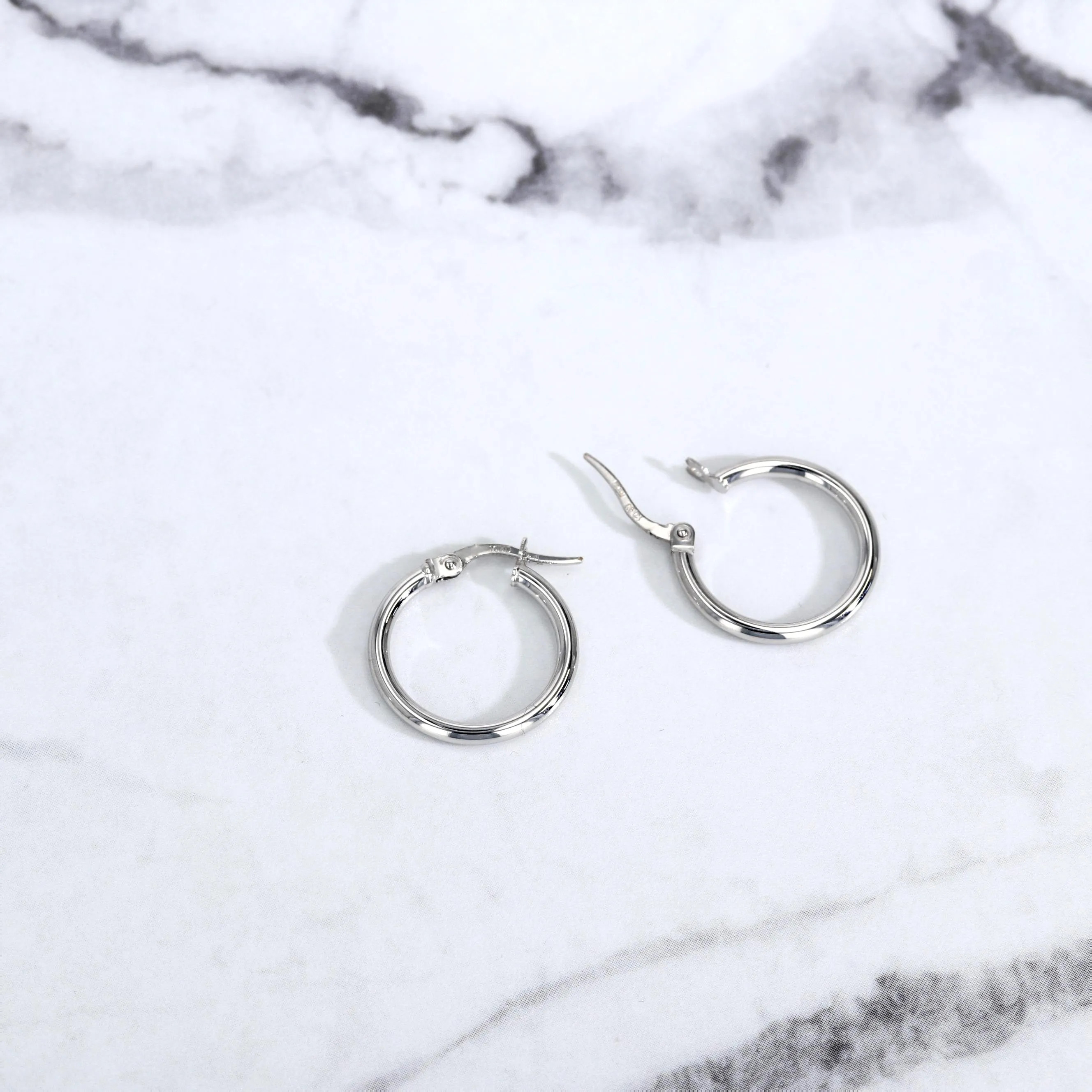 10kt White Gold Small Thin Hoop Earrings Image 2 La Mine d'Or Moncton, NB