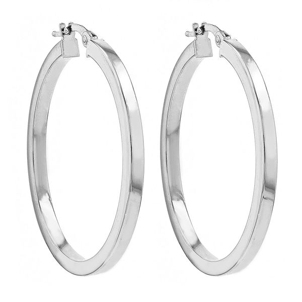 10kt White Gold Large Flat Hoop Earrings La Mine d'Or Moncton, NB