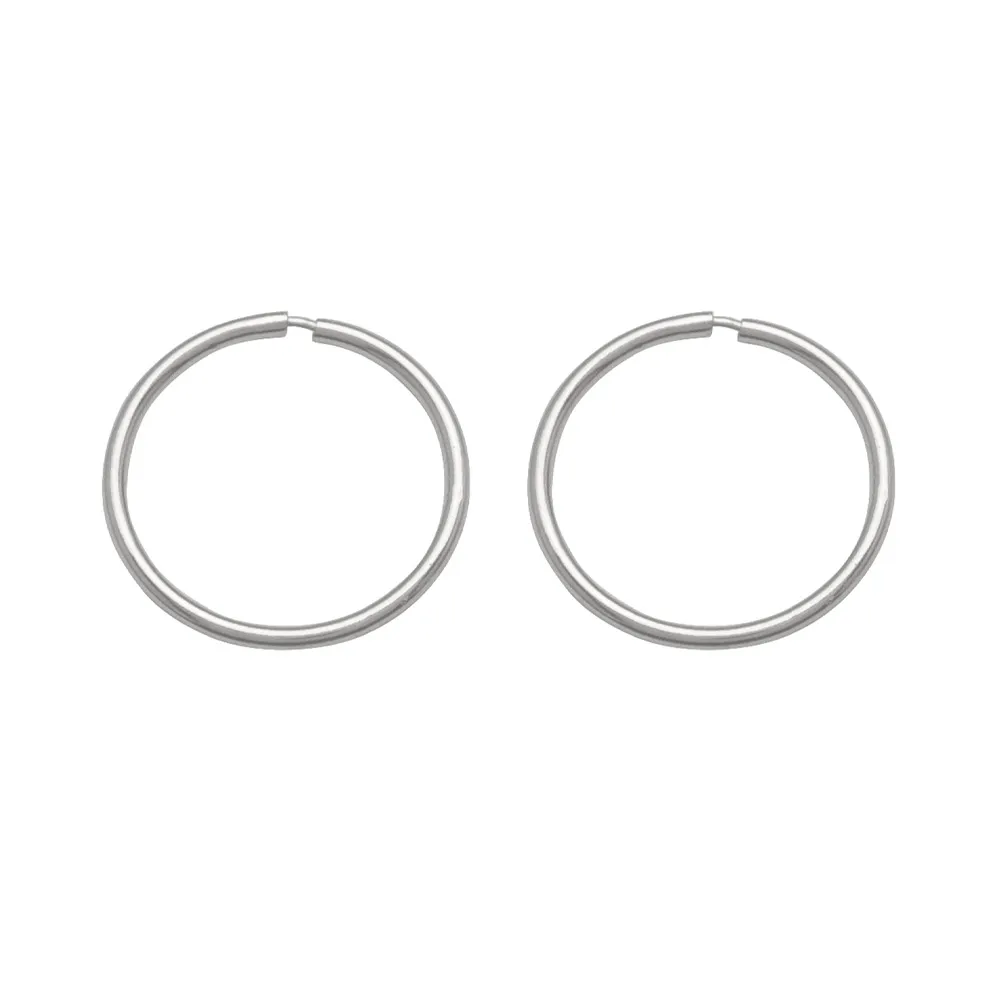 14kt White Gold Sleeper Hoop Earrings La Mine d'Or Moncton, NB