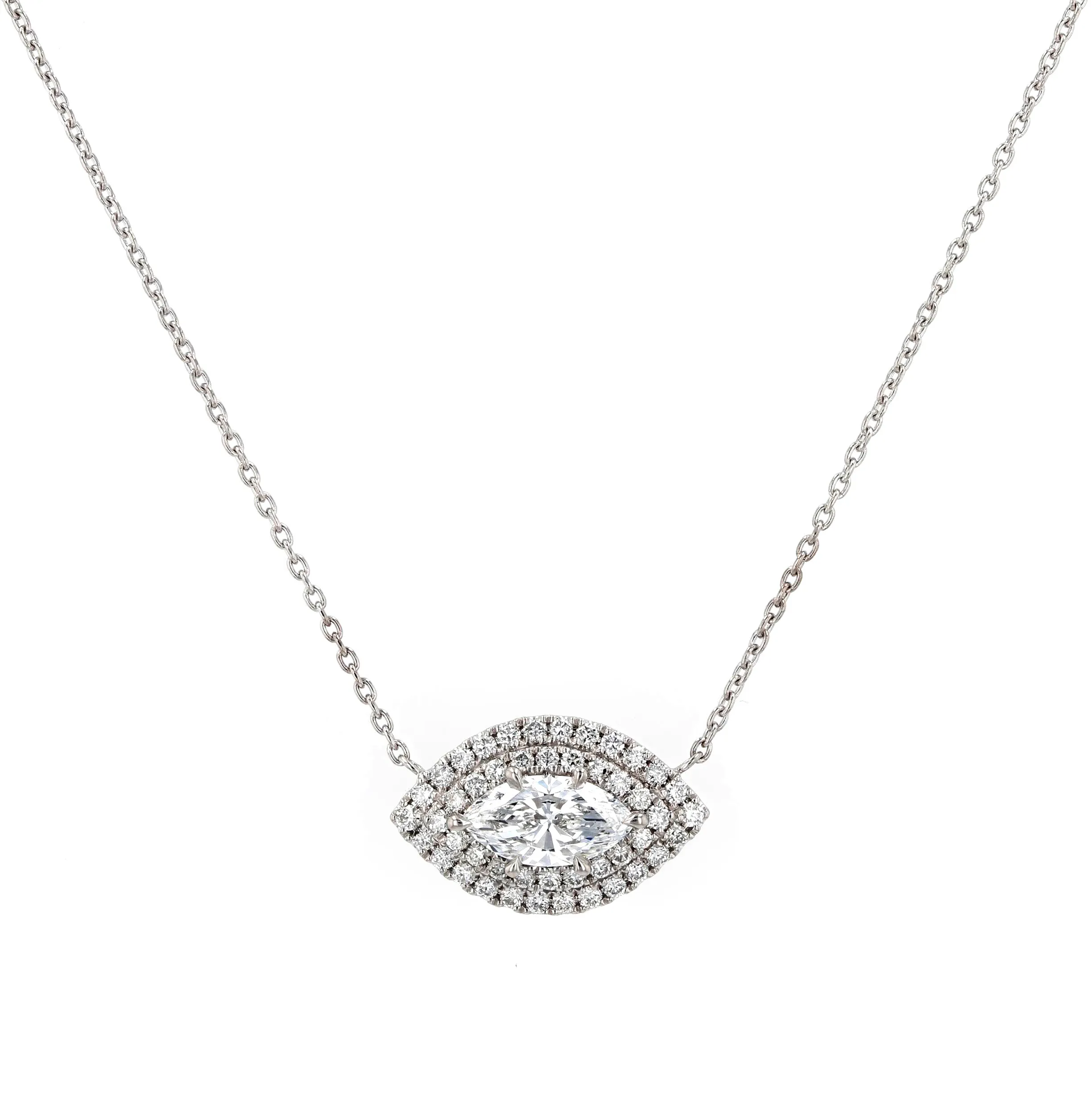 1.06tw Marquise Diamond Double Halo Necklace La Mine d'Or Moncton, NB