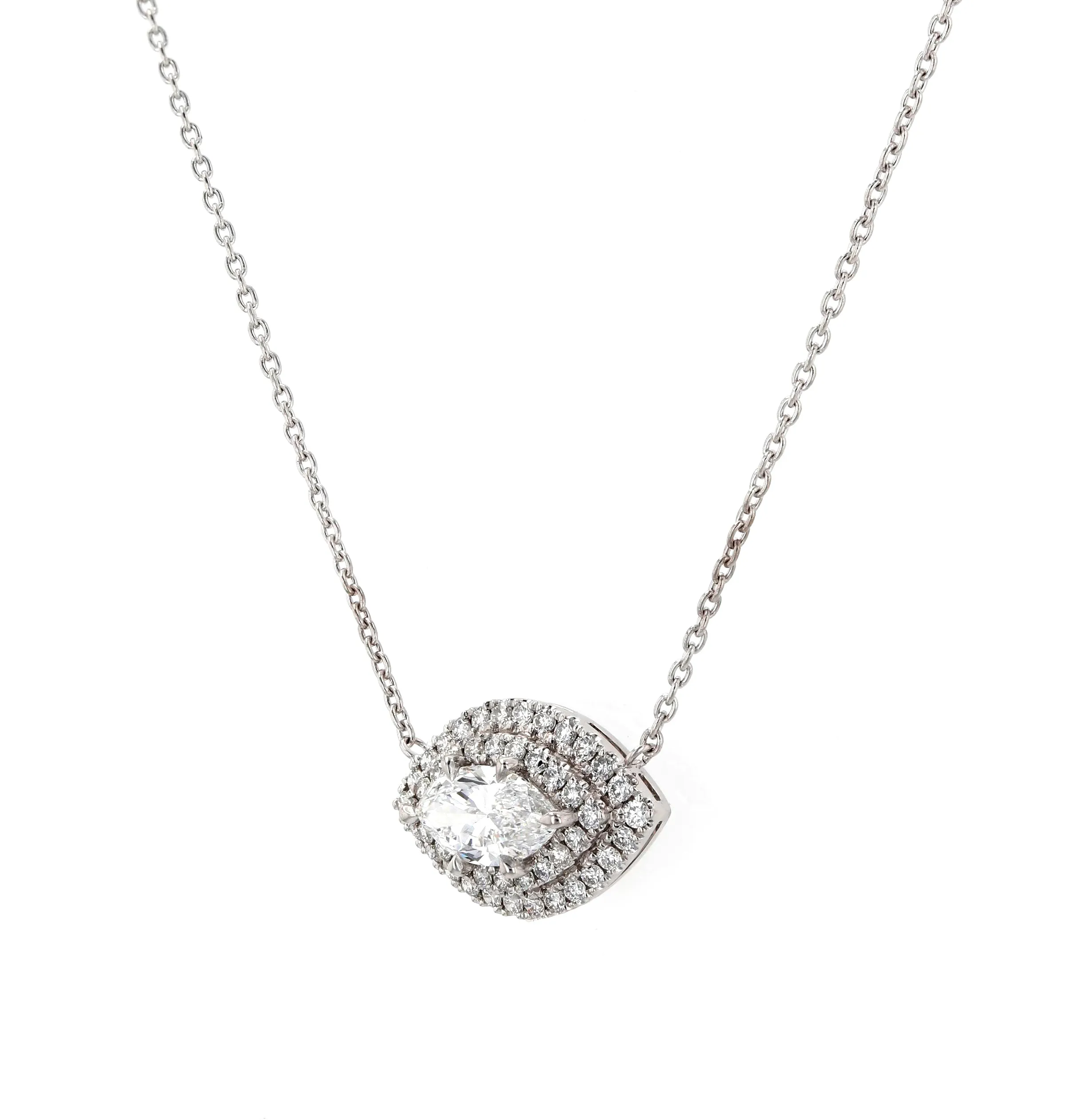 1.06tw Marquise Diamond Double Halo Necklace Image 2 La Mine d'Or Moncton, NB