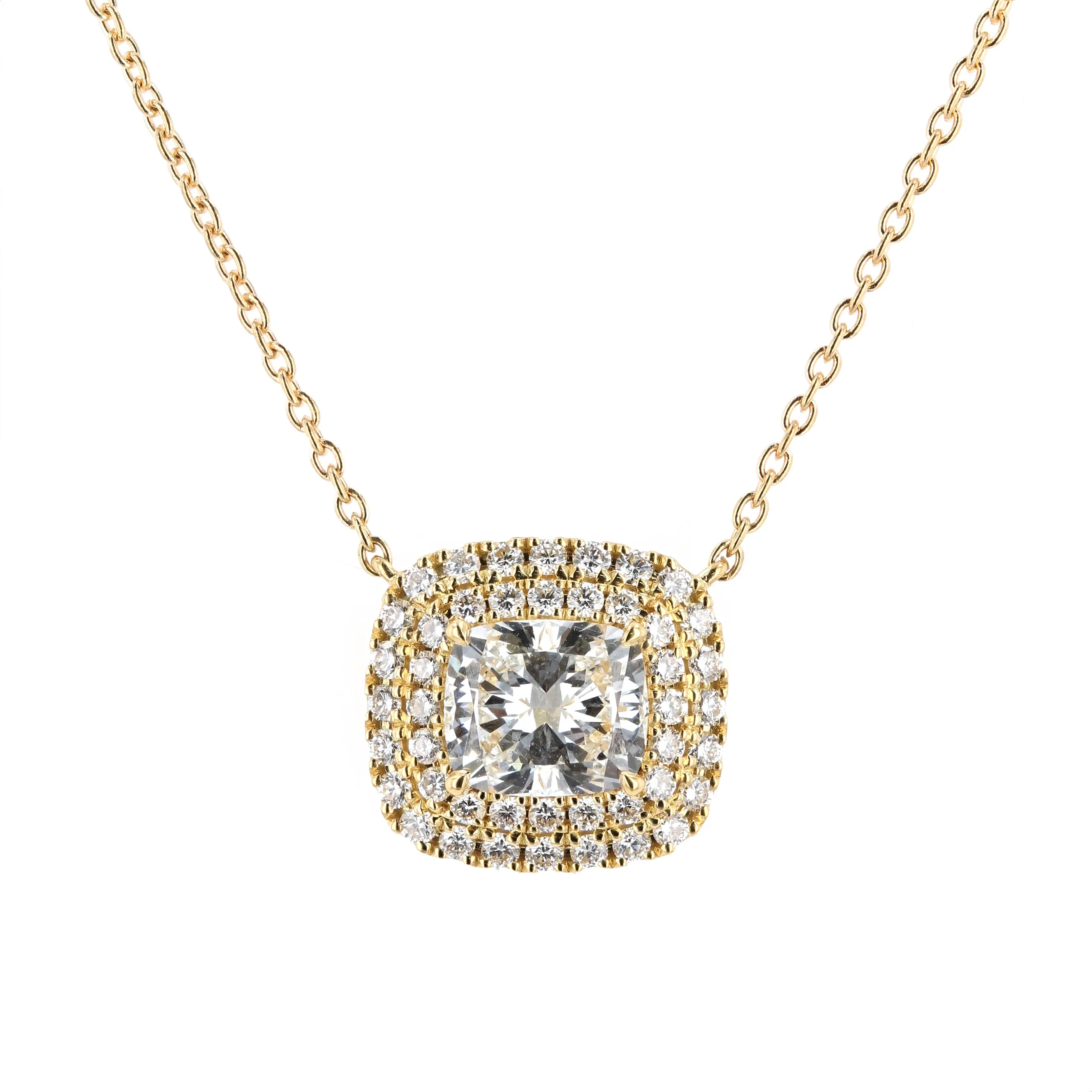 1.45tw Cushion Shaped Diamond Halo Necklace La Mine d'Or Moncton, NB