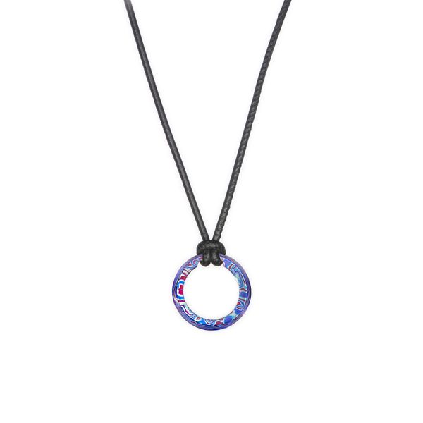 William Henry Mokuti Orbit Pendant Titanium Colored Alloy with Leather Cord, 22" in Length La Mine d'Or Moncton, NB