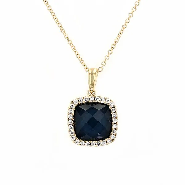 4.65tw DOVES Swiss Blue Topaz & Diamond Halo Pendant La Mine d'Or Moncton, NB