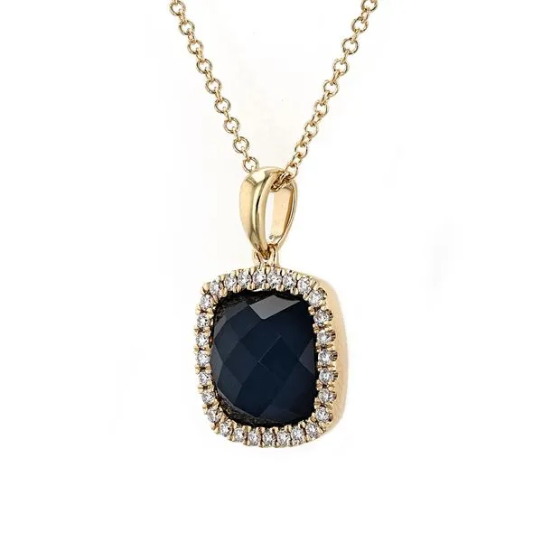 4.65tw DOVES Swiss Blue Topaz & Diamond Halo Pendant Image 2 La Mine d'Or Moncton, NB