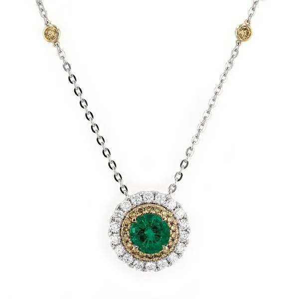 4.50tw Emerald with White & Yellow Diamonds Necklace La Mine d'Or Moncton, NB