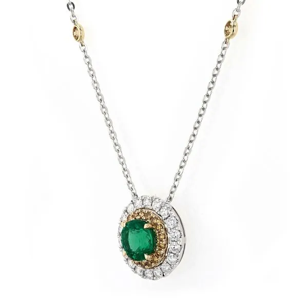 4.50tw Emerald with White & Yellow Diamonds Necklace Image 2 La Mine d'Or Moncton, NB