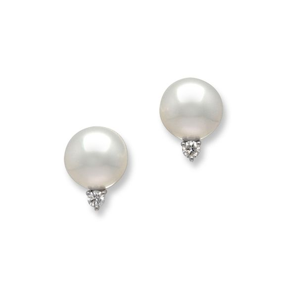 Mikimoto White South Sea 10mm Pearl and 0.20tw Diamond Stud Earrings La Mine d'Or Moncton, NB